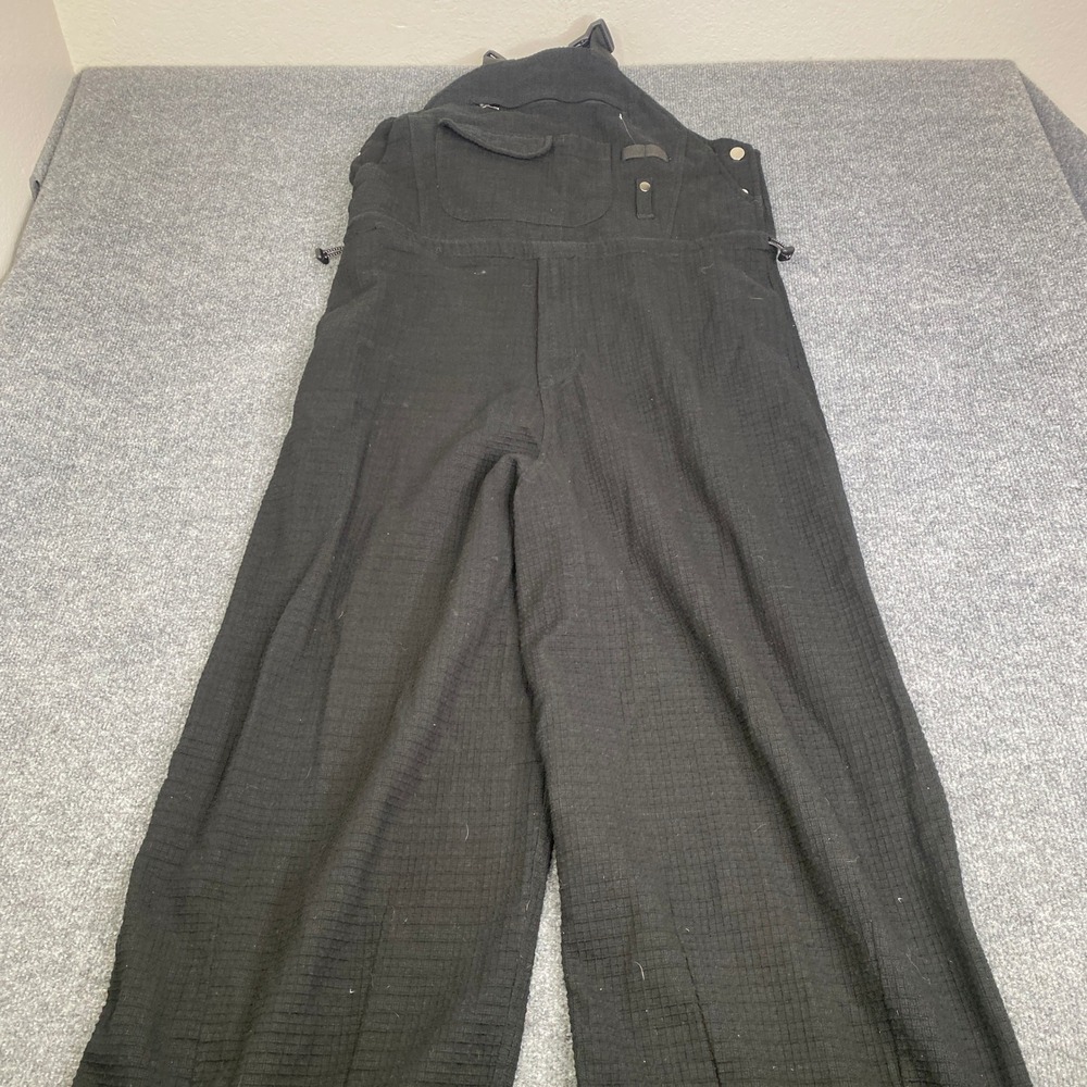 18 East Mens Black Cotton Waffle Weave Bib Overalls Wide Leg Size Large India